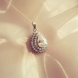 Vintage Teardrop CZ Diamond Pendant